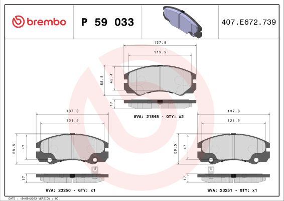 A.B.S. P 59 033 BREMBO Bremsbelagsatz, Scheibenbremse